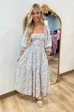 Karlie Floral Smock Maxi Dress White