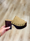 ShuShop  Platform Mule Camel Suede
