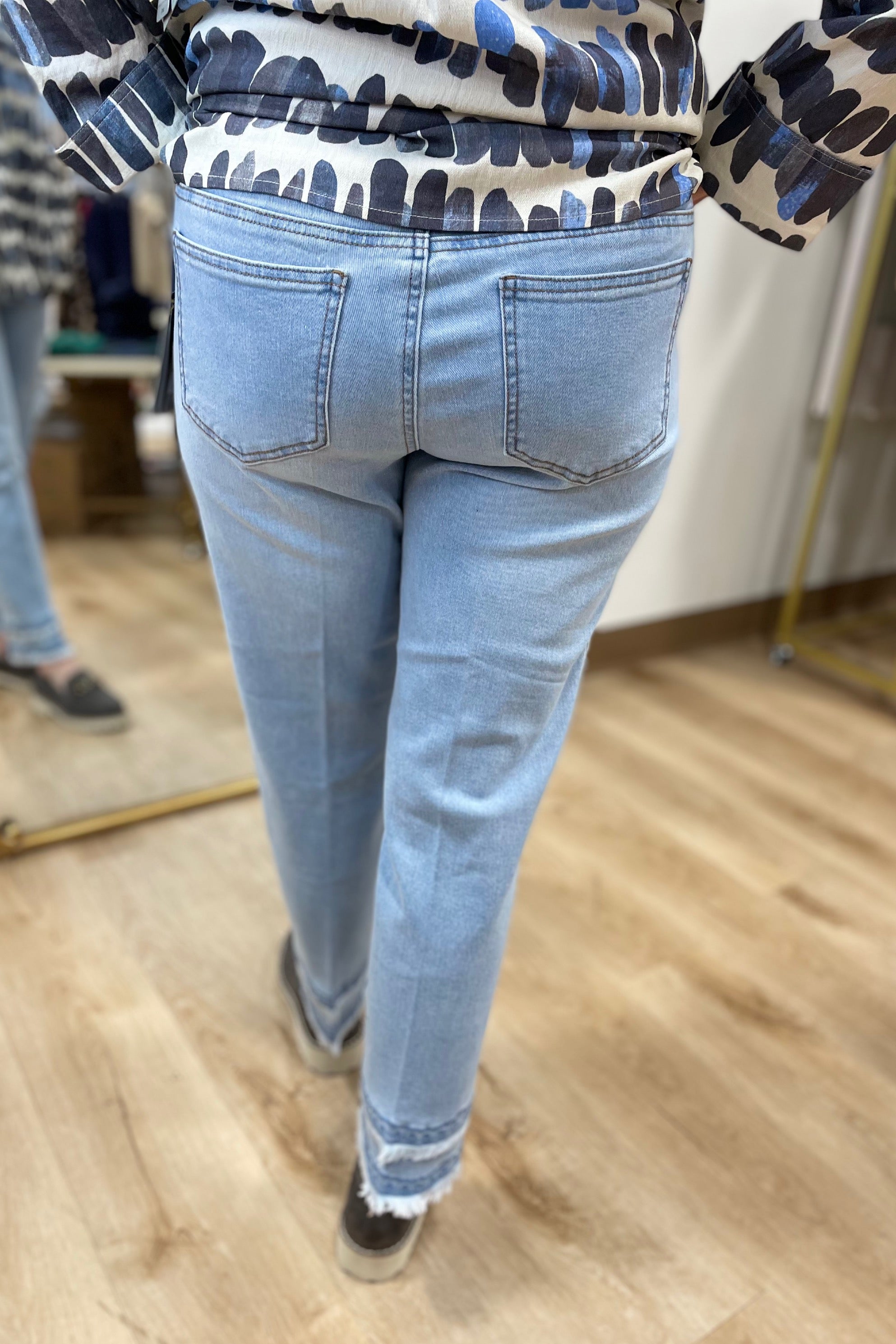 Multiples Eyelet & Fringe Hem Jean