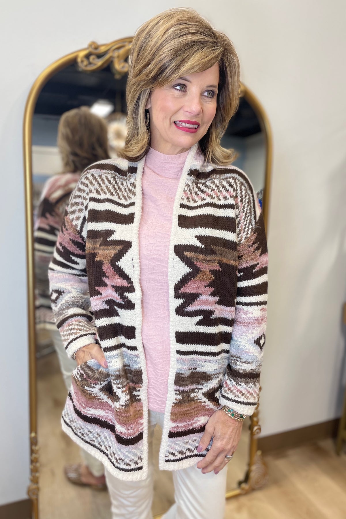 Charlie B Space Dye Jacquard Cardigans With Pockets