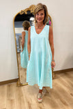Tempo Paris V Neck Linen Dress Fresh