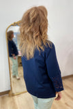 Multiples Eyelet Sleeve Top Midnight
