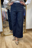 Charlie B Metallic Patch Pocket Flare Jean Blue Black