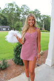 First Down Denim Romper Dress Maroon