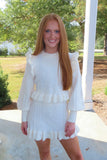 So Very Thankful Ruffle Knit Skirt Set Cream