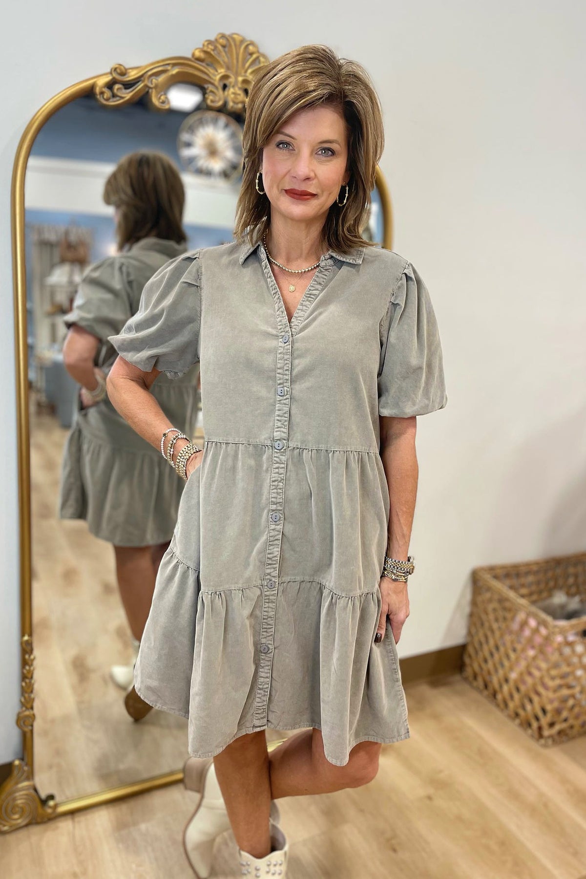 Dylan Parker Corduroy Dress Brown