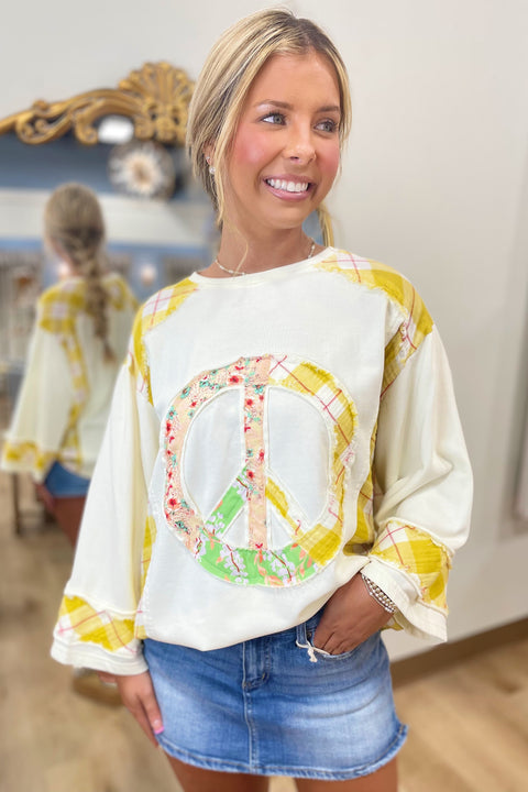 Peace Out Patchwork Tee Ivory