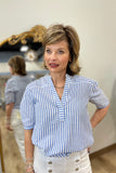 Charlie B Popover Blouse Denim Stripe