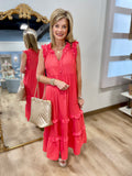 Plus Umgee Chrissy Sleeveless Maxi Dress Red Coral