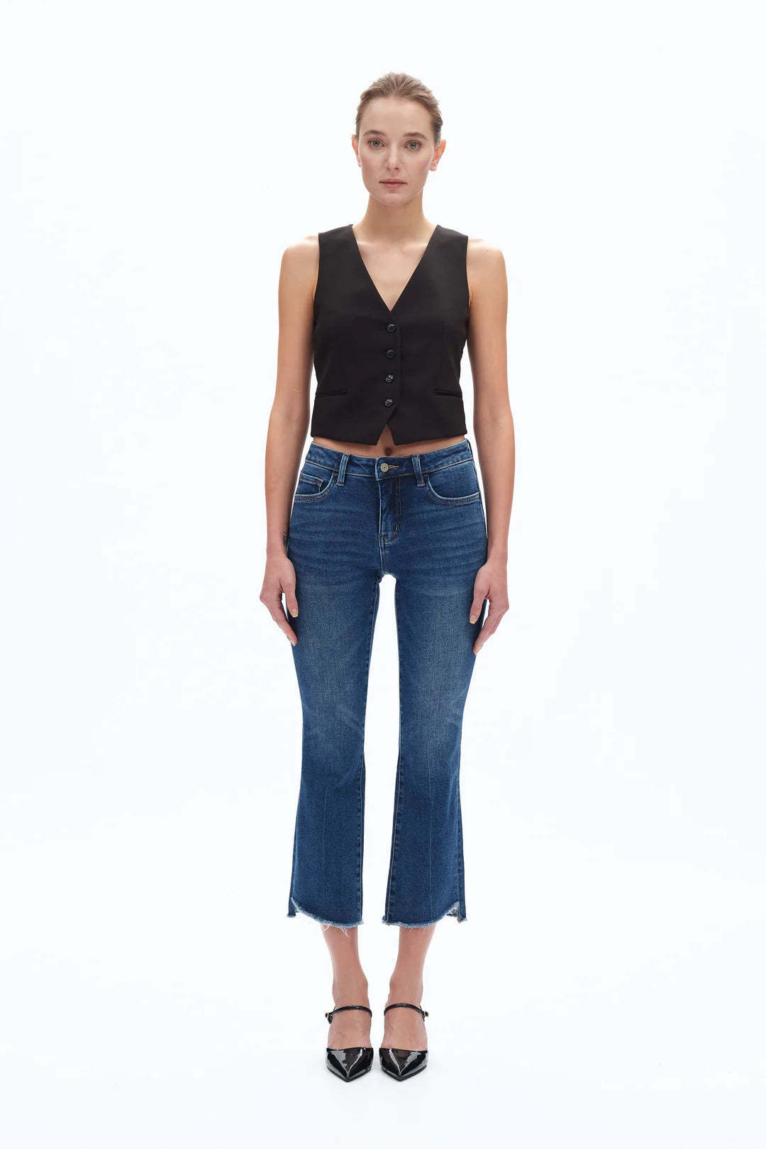 Bayeas Cropped Bootcut Jeans Diamonds