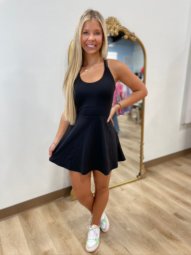 Halara Backless Twisted Barre Ballet Dress Black