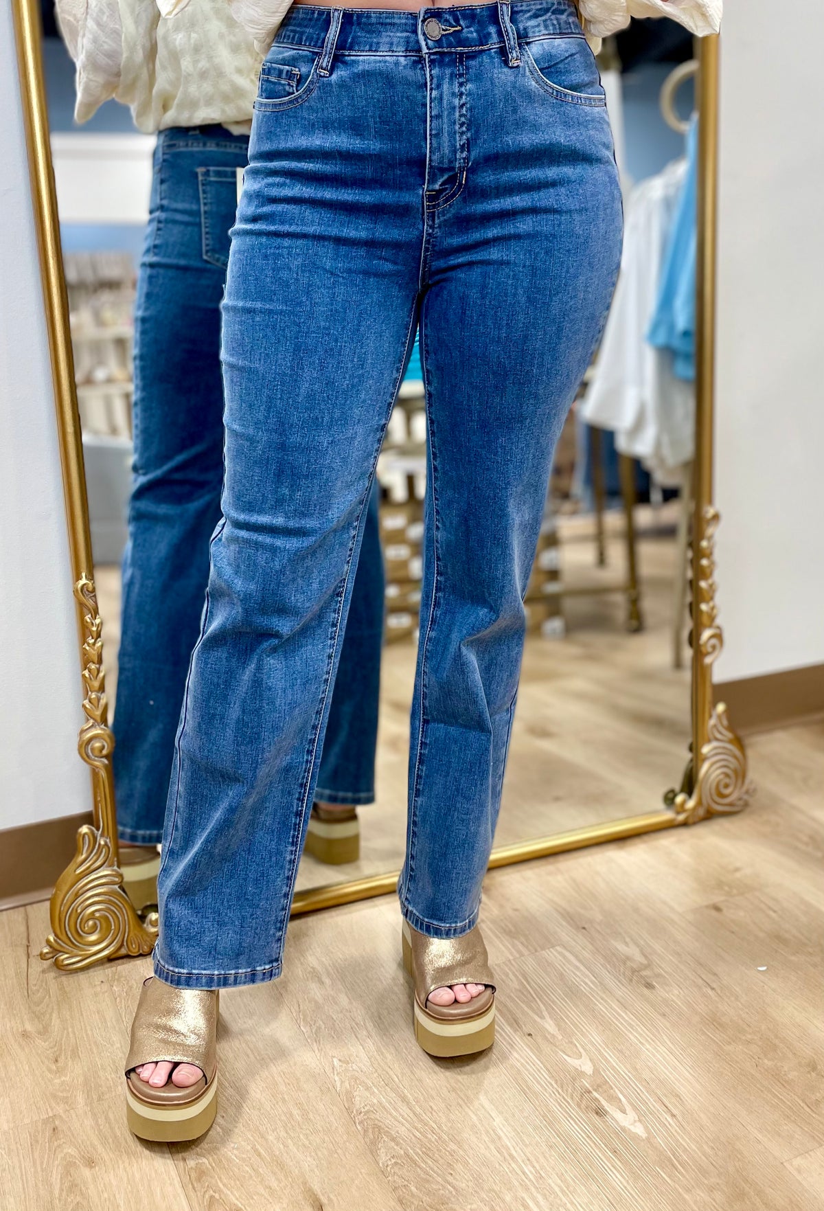 Charlie B Charlotte Straight Leg Jean Medium Blue