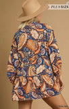 Umgee Floral Tunic Orange Navy