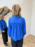 APNY Cropped Shirt W/ Ruffle Detail Dazzlin Blue