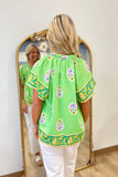 Umgee Plus Boho Bloom Top Green