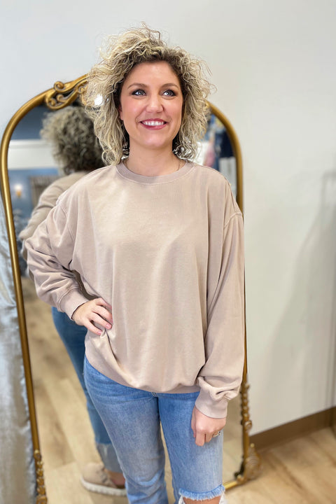Keep Me Cozy Sweatshirt Dark Taupe