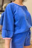 Varsity Stripe Short Set Blue