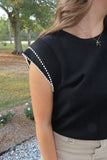 Lose Control Pearl Trim Top Black