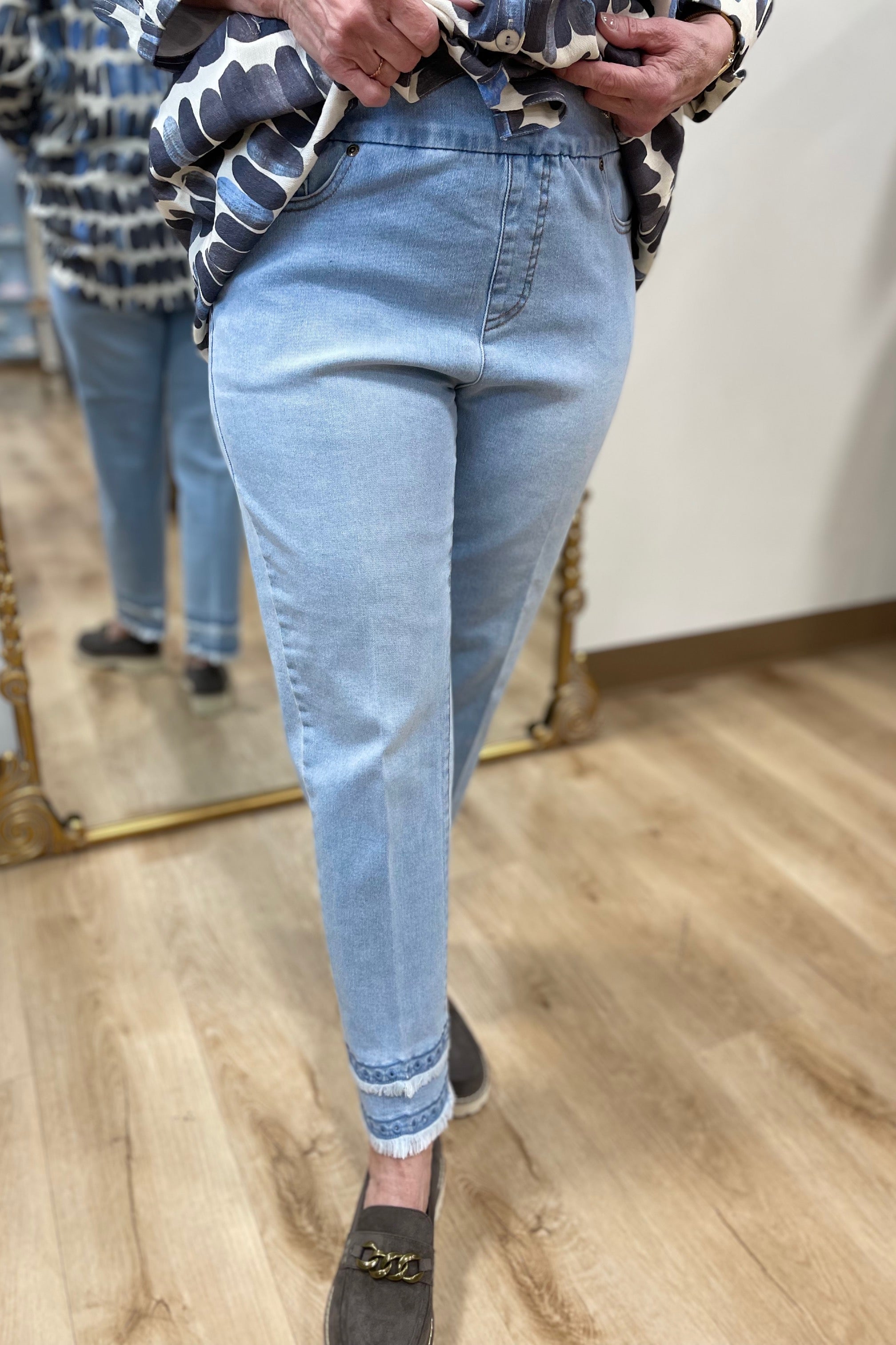 Multiples Eyelet & Fringe Hem Jean