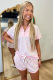 Simple Stripe Short Set Pink