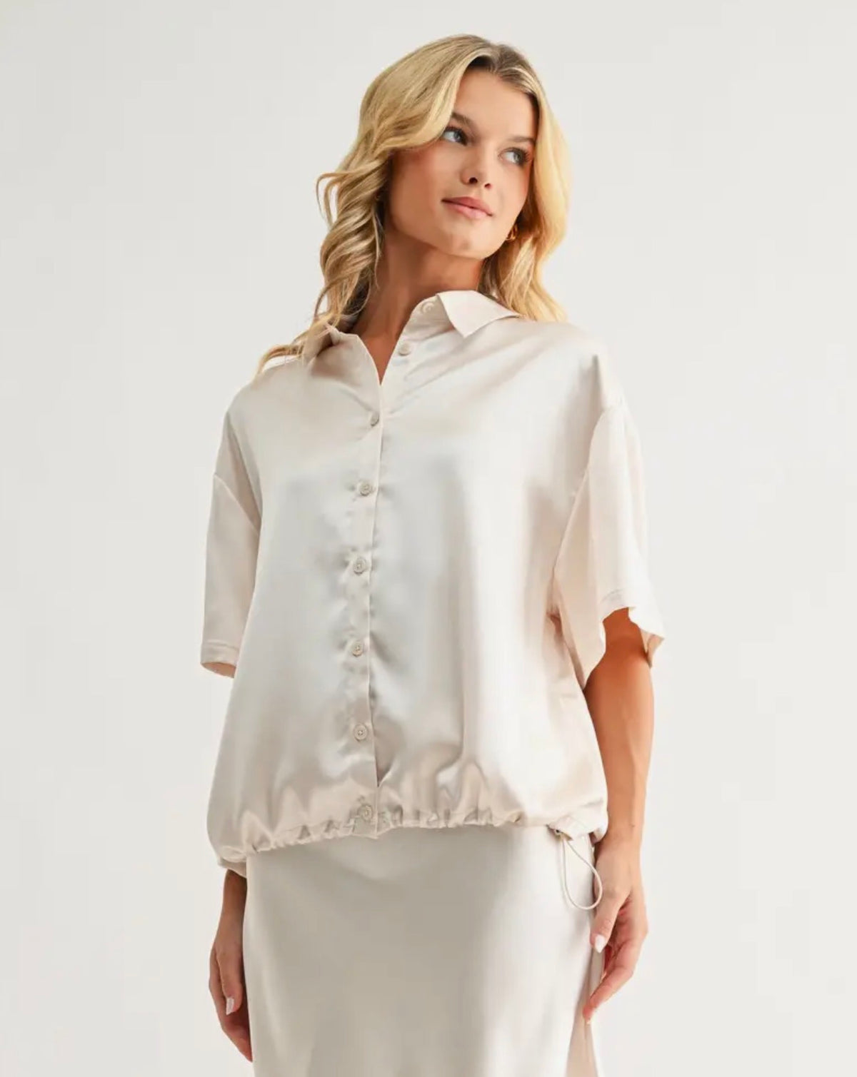 Joh Janine Short Sleeve Top Champagne