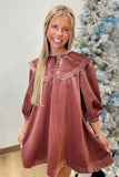 Holiday Cheer Big Collar Dress Plum