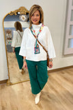 APNY Funnel Neck Sweater w Patch Pockets White