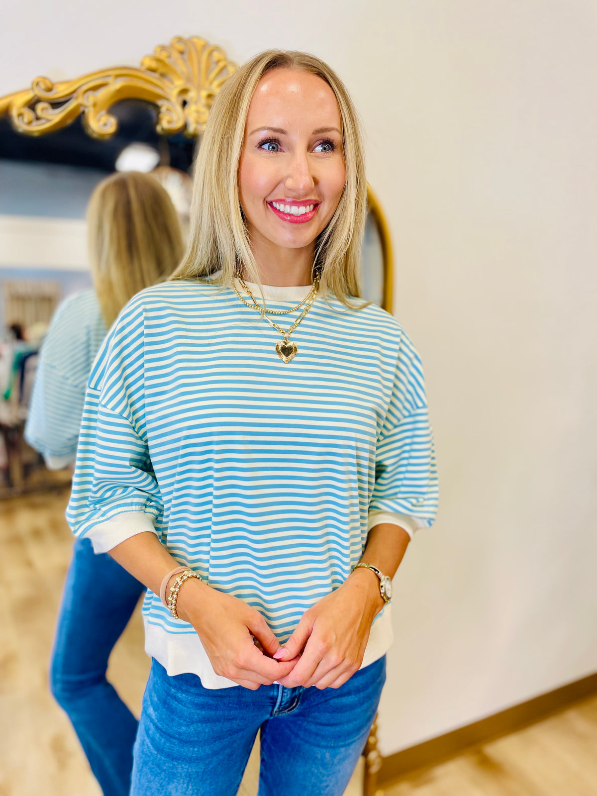 Picnic Parade Top Powder Blue