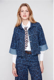 Renuar Cropped Jacket Indigo Leopard