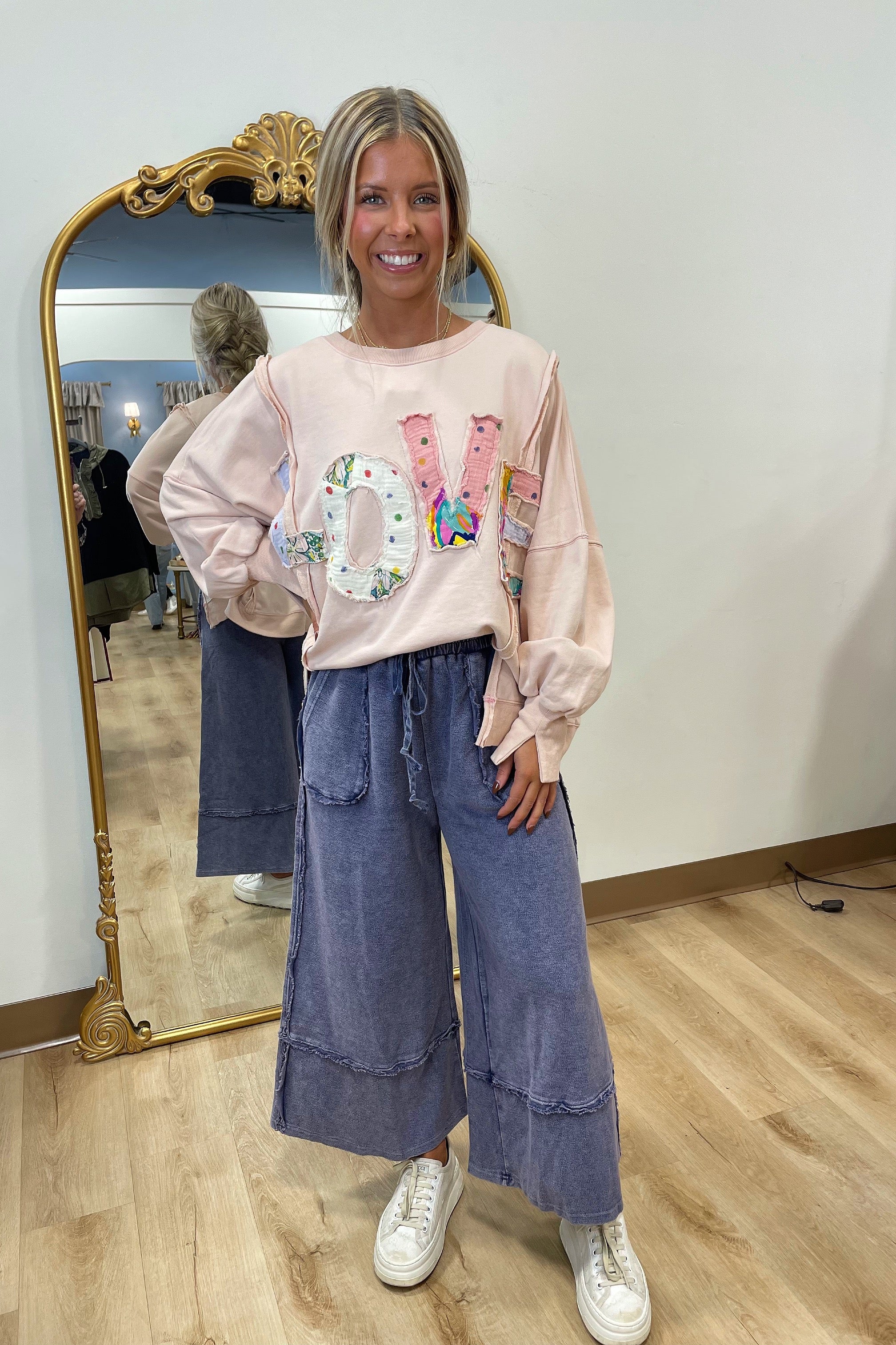 All Love Patchwork Pullover Blush