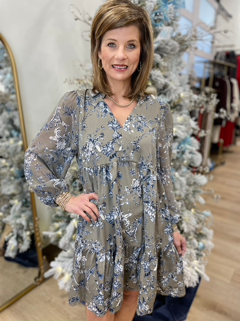 Umgee Grey Daylily Dress