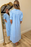 Umgee Gingham Gables Midi Dress Blue
