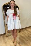 LIBERTY BOW DRESS WHITE