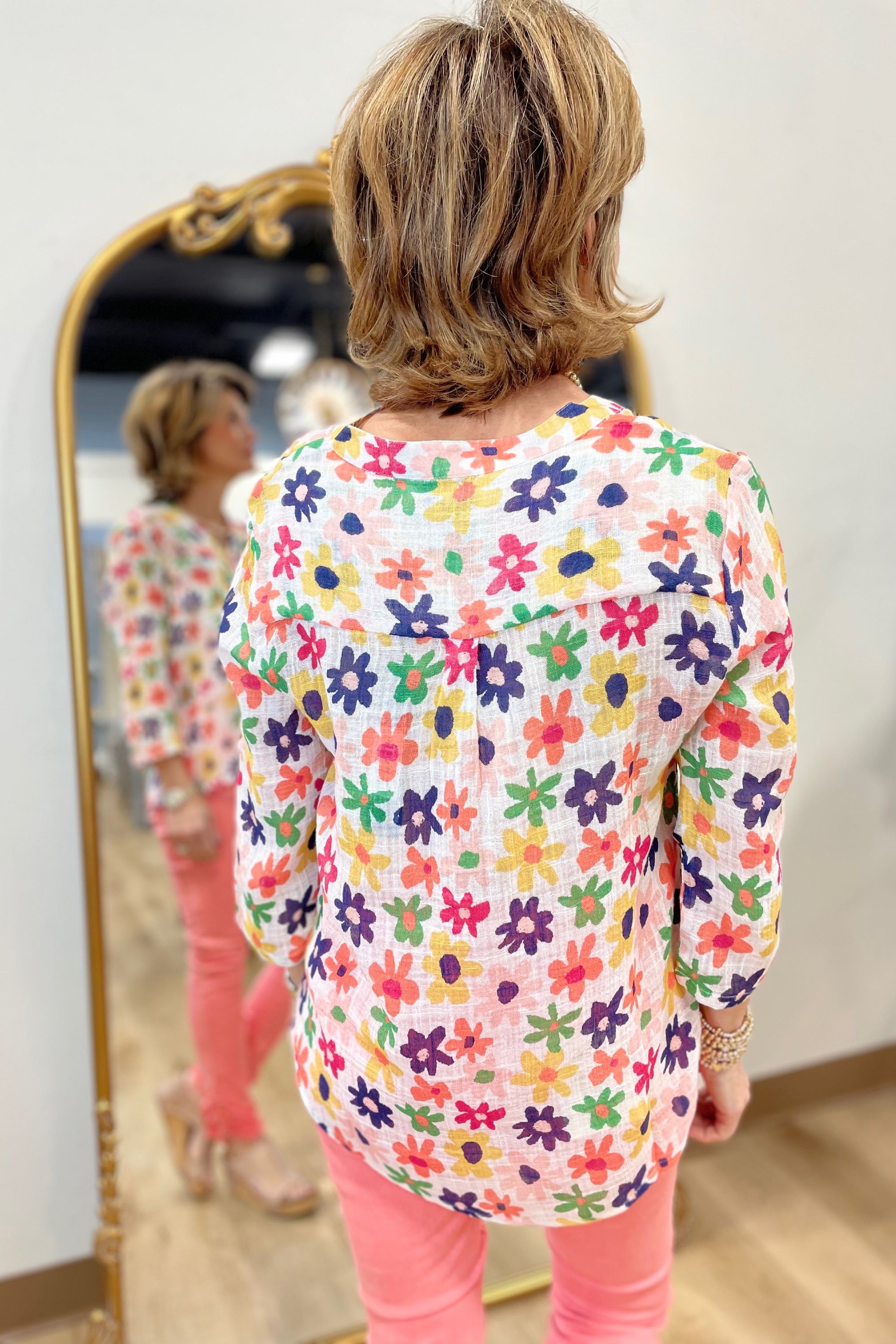 Charlie B Printed Cotton Gauze Blouse Daisy