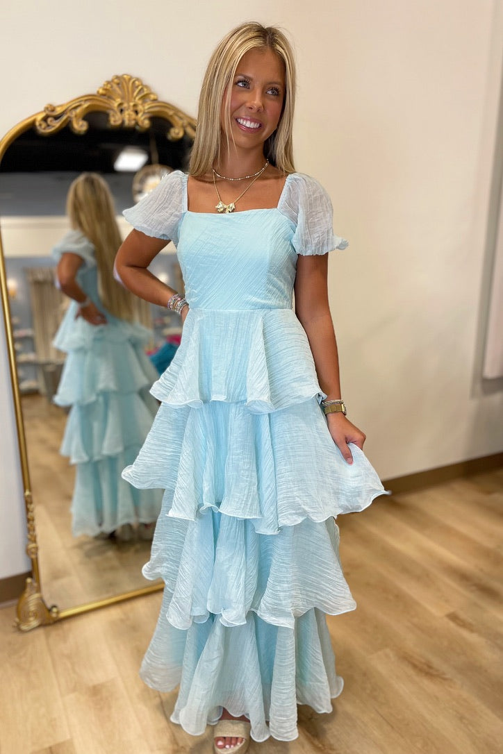 Whispers of Blue Midi Dress