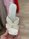 Tiara Block Heel White w Pearls