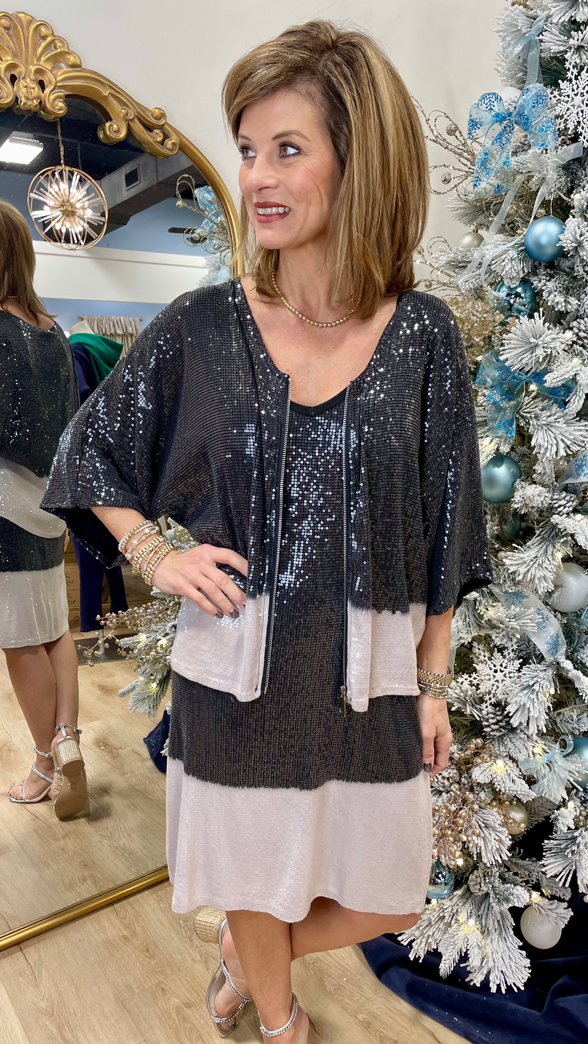 Tempo Paris Frosted Glam Sequin Jacket Black