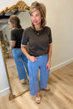 Another Love Short Sleeve Sweater Dera Dark Roast