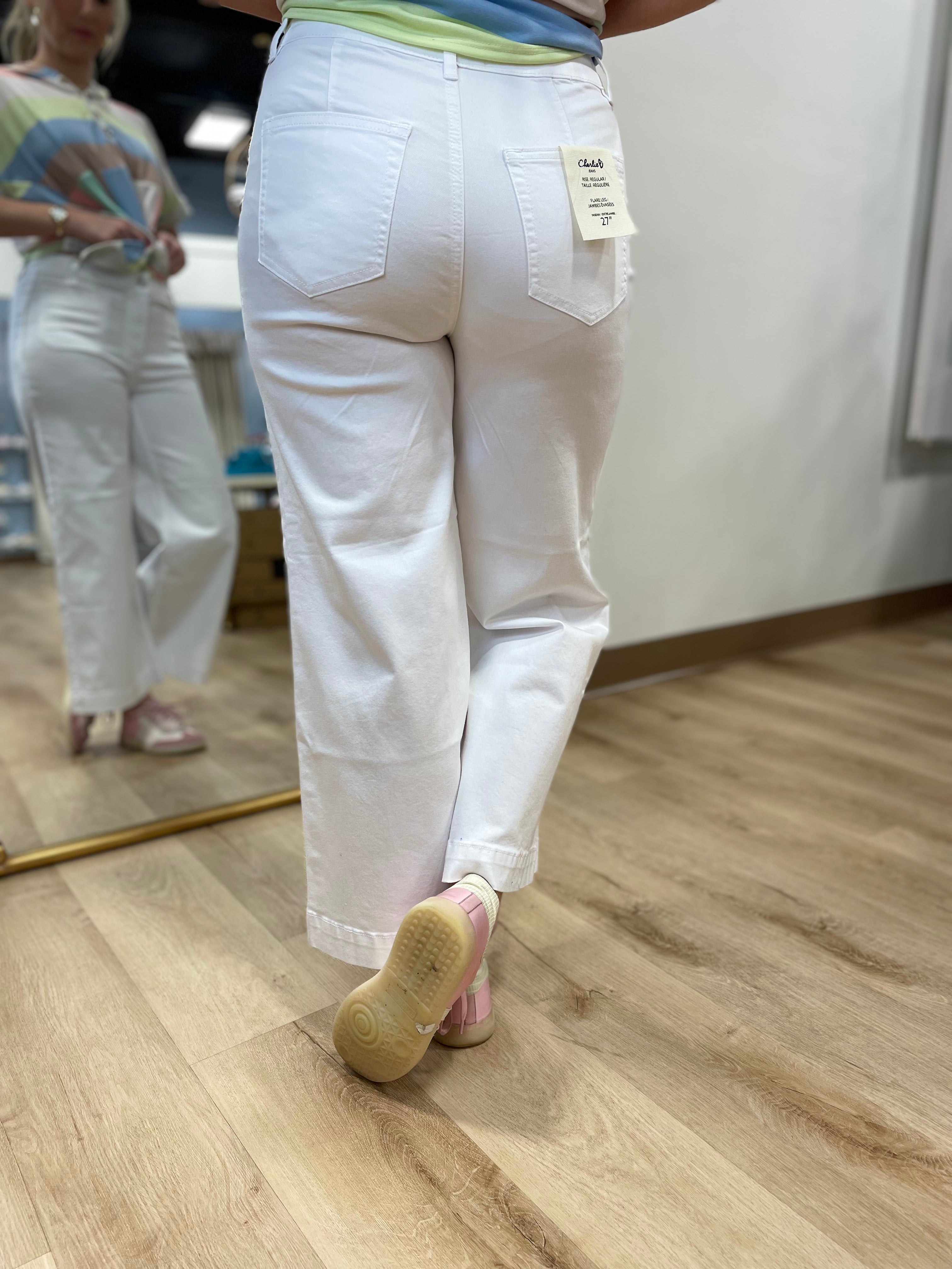 Charlie B Crop Flare Pant White