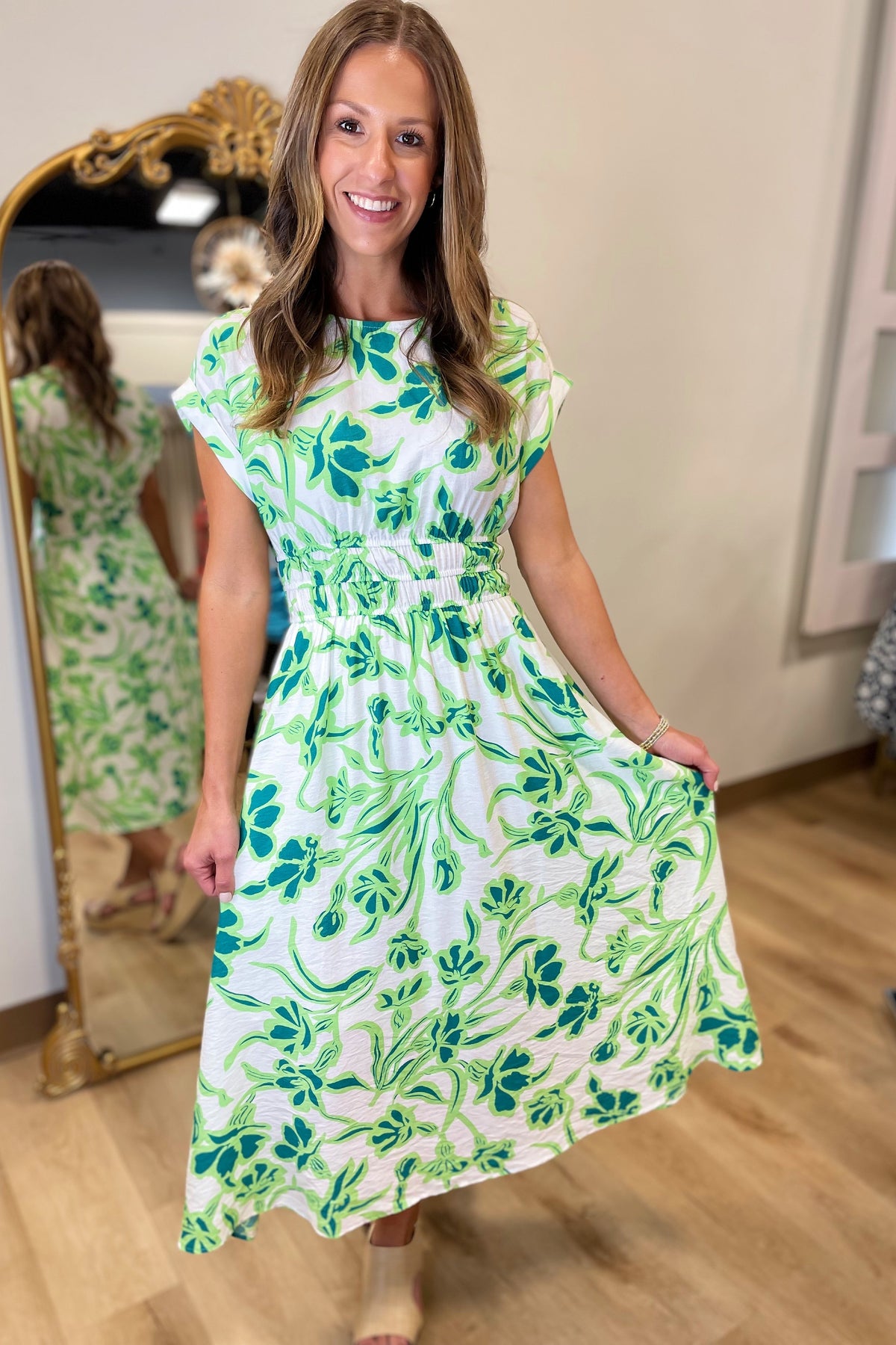Island Escape Midi Dress Green