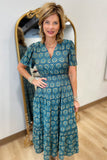 Nora Elastic Waist Midi Dress Teal
