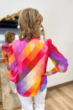 APNY Smocked Cuff Top Purple Multi