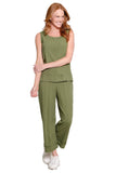 Multiples Woven Tank Olive
