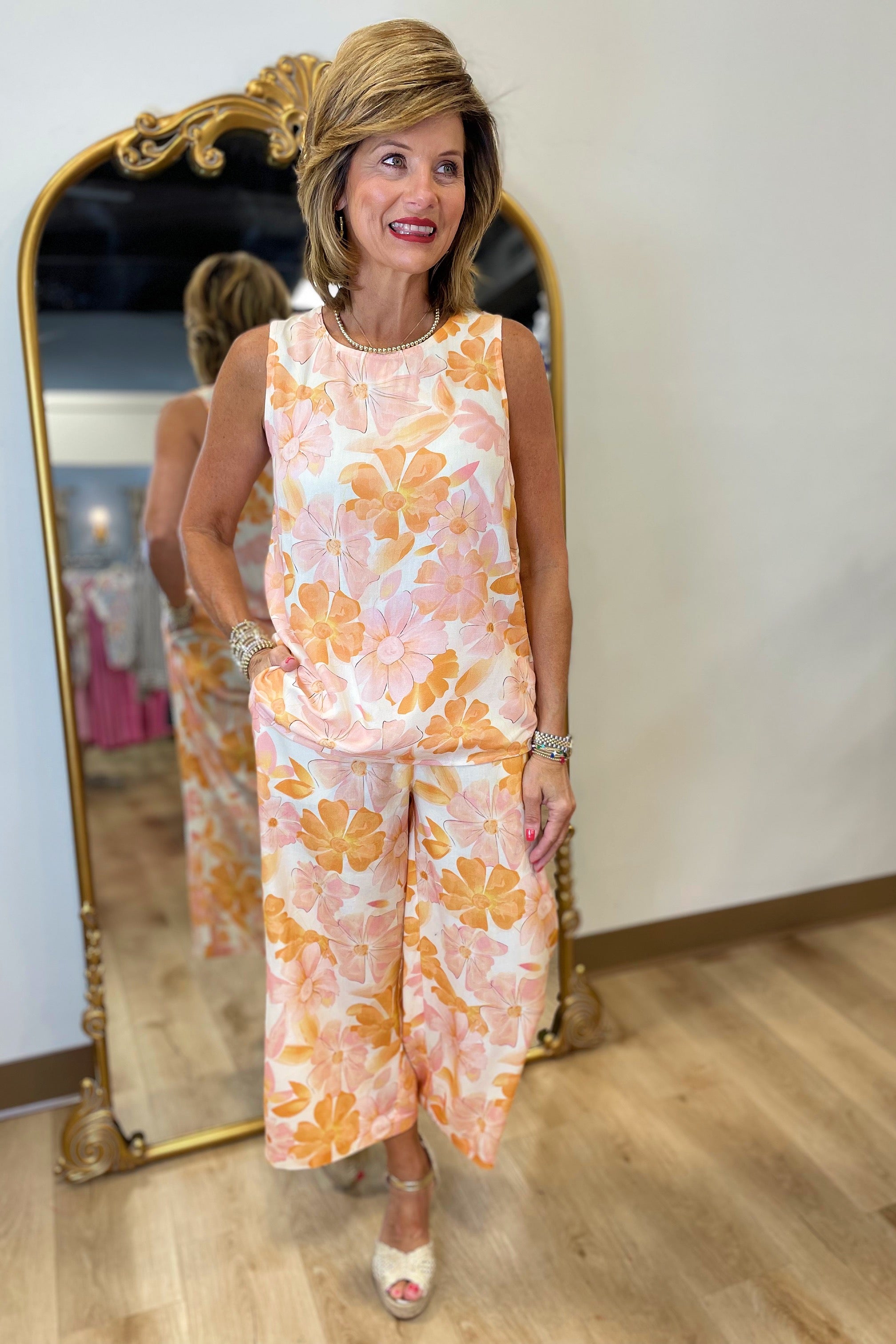 Charlie B Sleeveless Blouse Blooming