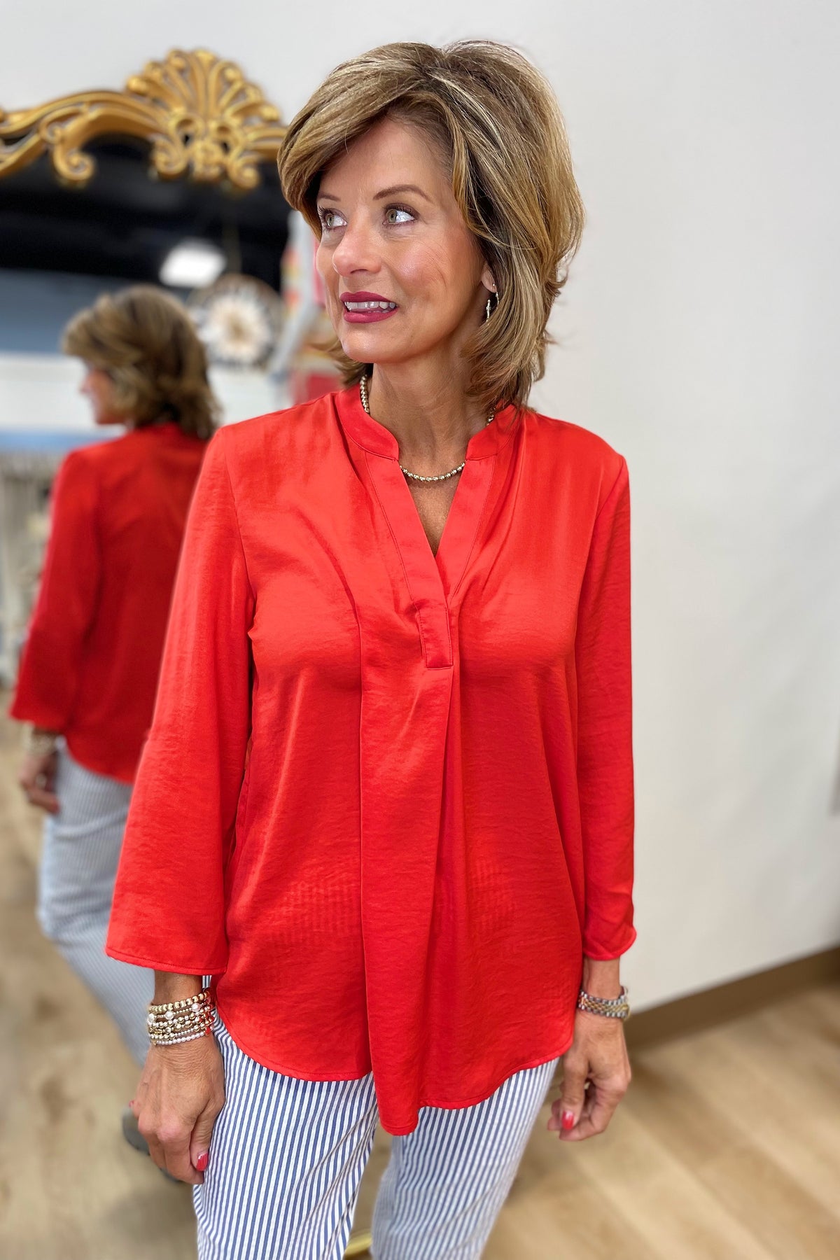 Renuar Woven Blouse Scarlet