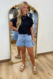 Frill and Thrill Light Denim Shorts