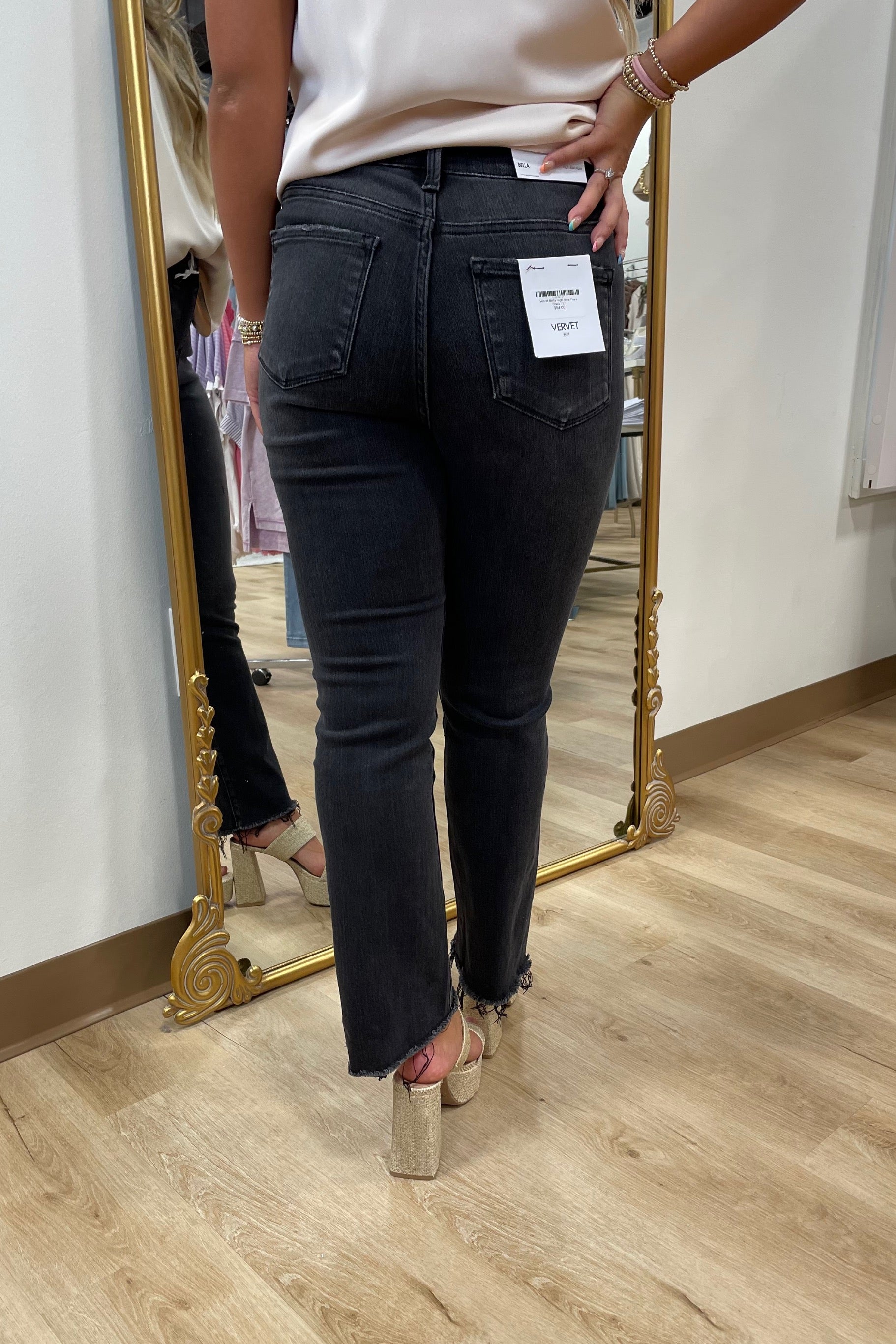 Vervet Bella High Rise Flare Black