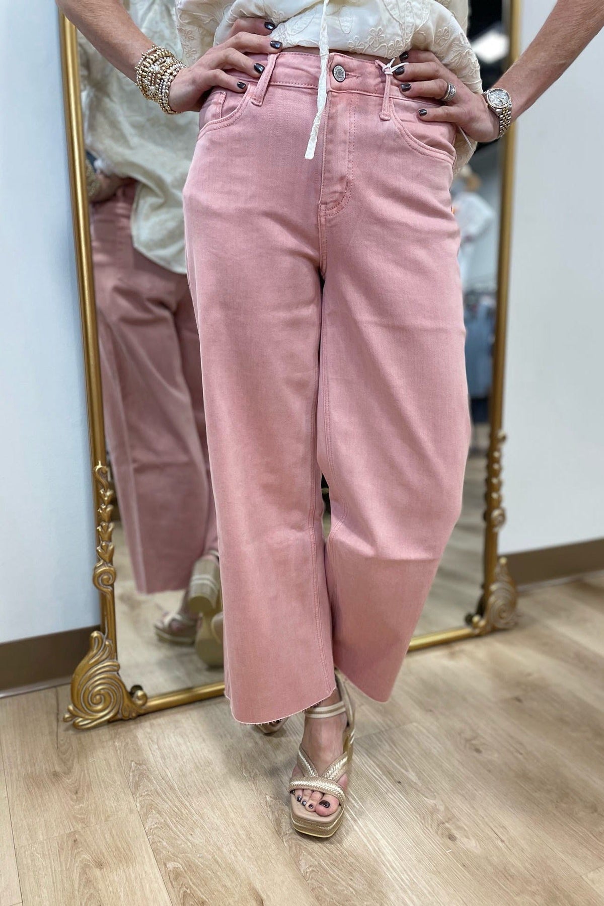 Vervet Olivia Crop Wide Leg Pink