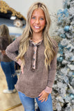 Winter Wear Waffle Henley Brown