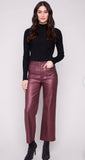 Charlie B Metallic Wax Flared Pants Cabernet